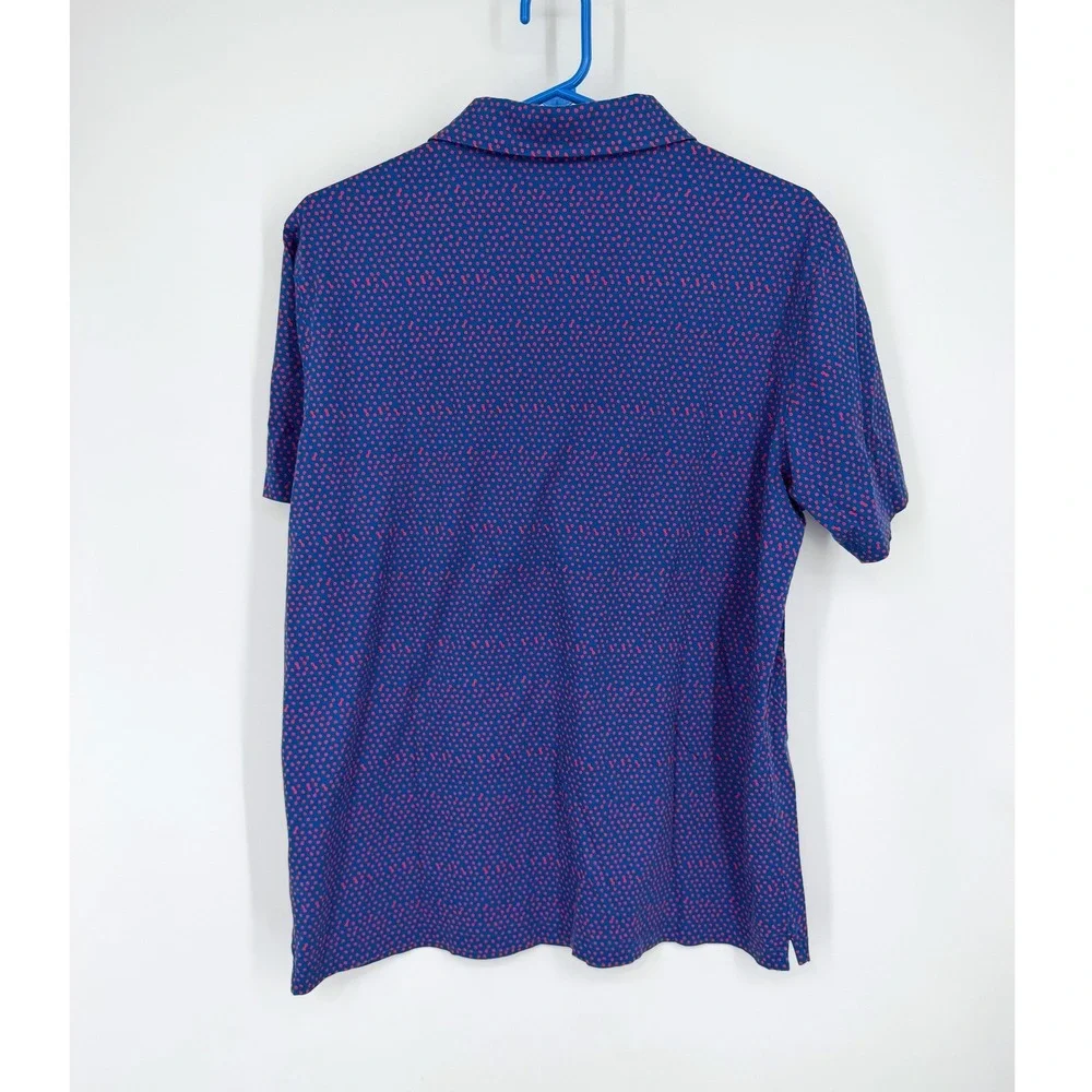 Bugatchi Mens Mercerized Cotton Micro Dot Golf Polo Shirt Blue Red LF2206 L